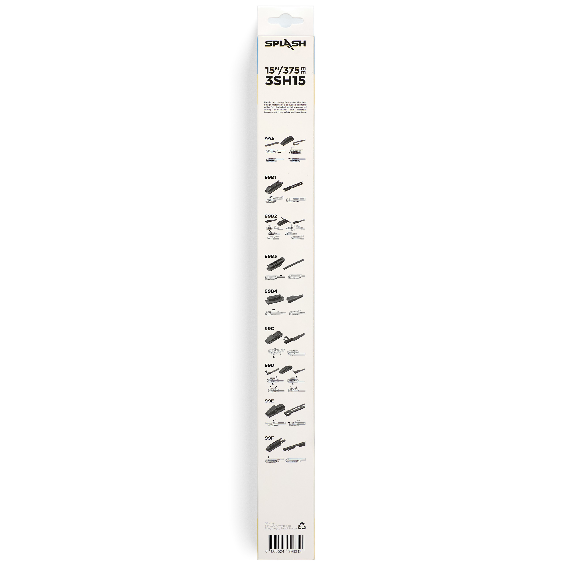 Щетка стеклоочистителя гибридная SPLASH 380mm (15") 3SH15